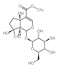 (1S)-1α-(β-D-Glucopyranosyloxy)-1,4a,5,6,7,7aα-hexahydro-4aα,7α-dihydroxy-7-methylcyclopenta[c]pyran-4-carboxylic acid methyl ester structure