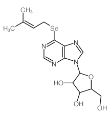 2-(hydroxymethyl)-5-[6-(3-methylbut-2-enylselanyl)purin-9-yl]oxolane-3,4-diol structure