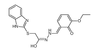 2-(1H-benzimidazol-2-ylsulfanyl)-N'-[(E)-(5-ethoxy-6-oxocyclohexa-2,4-dien-1-ylidene)methyl]acetohydrazide Structure