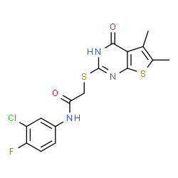 Acetamide, N-(3-chloro-4-fluorophenyl)-2-[(1,4-dihydro-5,6-dimethyl-4-oxothieno[2,3-d]pyrimidin-2-yl)thio]- (9CI)结构式