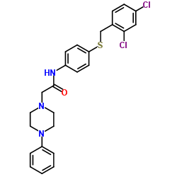 N-(4-[(2,4-DICHLOROBENZYL)SULFANYL]PHENYL)-2-(4-PHENYLPIPERAZINO)ACETAMIDE结构式