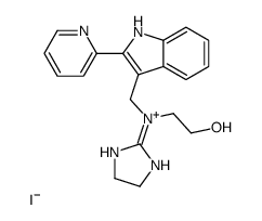 2-hydroxyethyl-imidazolidin-2-ylidene-[(2-pyridin-2-yl-1H-indol-3-yl)methyl]azanium,iodide Structure