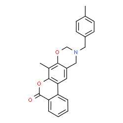 7-Methyl-10-(4-methylbenzyl)-10,11-dihydro-5H,9H-benzo[3,4]chromeno[6,7-e][1,3]oxazin-5-one Structure