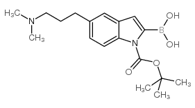 2-硼-5-[3-(二甲氨基)丙基]-1H-吲哚-1-羧酸-1-(1,1-二甲基乙酯)结构式