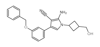 2-amino-1-[3-(hydroxymethyl)cyclobutyl]-4-(3-phenylmethoxyphenyl)pyrrole-3-carbonitrile Structure