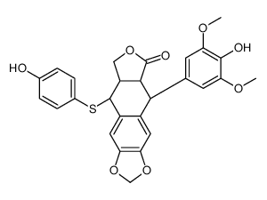 (5S,5aR,8aR,9R)-9-(4-hydroxy-3,5-dimethoxyphenyl)-5-(4-hydroxyphenyl)sulfanyl-5a,6,8a,9-tetrahydro-5H-[2]benzofuro[5,6-f][1,3]benzodioxol-8-one Structure