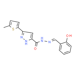 N'-[(E)-(2-hydroxyphenyl)methylidene]-3-(5-methylthiophen-2-yl)-1H-pyrazole-5-carbohydrazide结构式