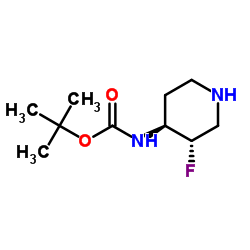 tert-butyl N-[(3S,4S)-3-fluoropiperidin-4-yl]carbamate structure