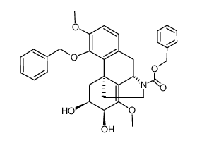 (6S,7S,9S,13S)-8,14-Didehydro-4-(benzyloxy)-17-((benzyloxy)carbonyl)-3,8-dimethoxymorphinane-6,7-diol结构式