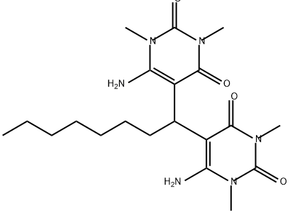 2,4(1H,3H)-Pyrimidinedione, 5,5'-octylidenebis[6-amino-1,3-dimethyl-结构式