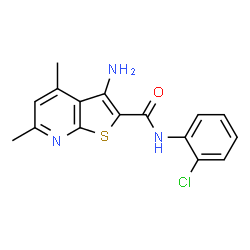 3-Amino-N-(2-chlorophenyl)-4,6-dimethylthieno[2,3-b]pyridine-2-carboxamide structure