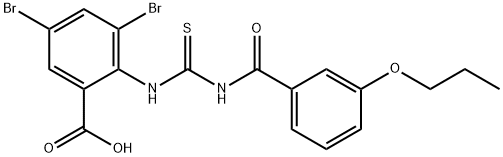 3,5-dibromo-2-[[[(3-propoxybenzoyl)amino]thioxomethyl]amino]-benzoic acid picture