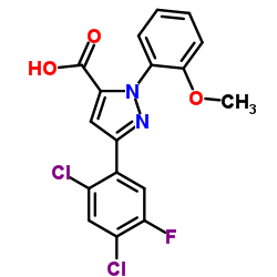 3-(2,4-Dichloro-5-fluorophenyl)-1-(2-methoxyphenyl)-1H-pyrazole-5-carboxylic acid结构式