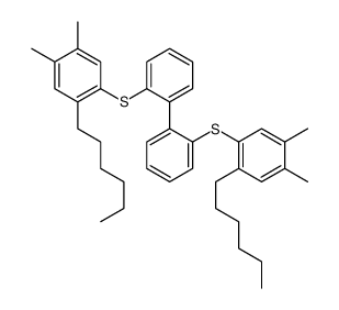 1-hexyl-2-[2-[2-(2-hexyl-4,5-dimethylphenyl)sulfanylphenyl]phenyl]sulfanyl-4,5-dimethylbenzene结构式