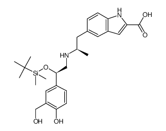 5-[(2R)-2-({(2R)-2-{[tert-butyl(dimethyl)silyl]oxy}-2-[4-hydroxy-3-(hydroxy methyl)phenyl]ethyl}amino)propyl]-1H-indole-2-carboxylic acid Structure