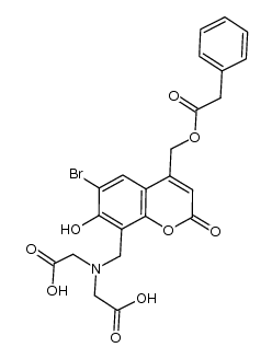 [8-[bis(carboxymethyl)aminomethyl]-6-bromo-7-hydroxycoumarin-4-yl]methyl phenylacetate Structure