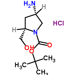 (2S, 4S)-tert-Butyl 4-amino-2-(hydroxymethyl)pyrrolidine-1-carboxylate hydrochloride structure