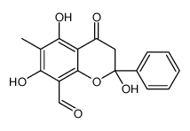 2,5,7-trihydroxy-6-methyl-4-oxo-2-phenyl-3H-chromene-8-carbaldehyde结构式