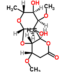 6-Deoxy-3-O-methyl-β-allopyranosyl(1→4)-β-cymaronic acid δ-lactone结构式