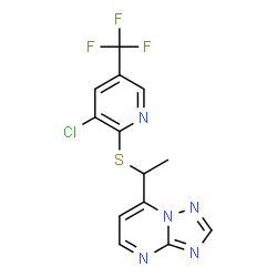 3-CHLORO-5-(TRIFLUOROMETHYL)-2-PYRIDINYL 1-[1,2,4]TRIAZOLO[1,5-A]PYRIMIDIN-7-YLETHYL SULFIDE结构式