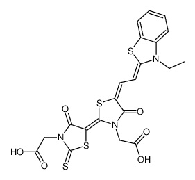 5-[3-(carboxymethyl)-5-[(3-ethylbenzothiazol-2(3H)-ylidene)ethylidene]-4-oxothiazolidin-2-ylidene]-4-oxo-2-thioxothiazolidin-3-acetic acid structure