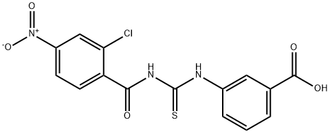 3-[[[(2-chloro-4-nitrobenzoyl)amino]thioxomethyl]amino]-benzoic acid Structure