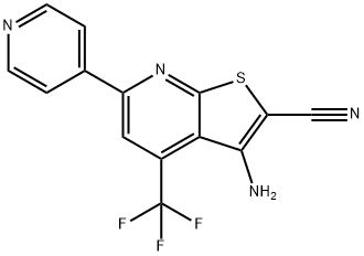 3-amino-6-(pyridin-4-yl)-4-(trifluoromethyl)thieno[2,3-b]pyridine-2-carbonitrile结构式
