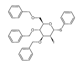 phenyl 3,4,6-tri-O-benzyl-2-deoxy-2-iodo-1-thio-α-D-mannopyranoside结构式