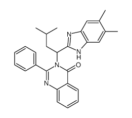 3-[1-(5,6-dimethyl-1H-benzimidazol-2-yl)-3-methylbutyl]-2-phenylquinazolin-4-one结构式