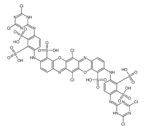 6,13-dichloro-3,10-bis[[4-[(4,6-dichloro-1,3,5-triazin-2-yl)amino]disulphophenyl]amino]triphenodioxazine-4,11-disulphonic acid结构式