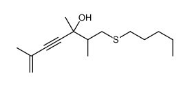 2,3,6-trimethyl-1-pentylsulfanylhept-6-en-4-yn-3-ol结构式