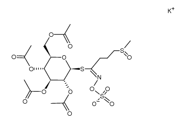 tetra-O-acetyl-S-[4-((R)-methanesulfinyl)-N-sulfooxy-butyrimidoyl]-1-thio-β-D-glucopyranose, potassium结构式