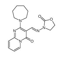 2-(Hexahydro-1H-azepin-1-yl)-3-[(2-oxooxazolidin-3-yl)iminomethyl]-4H-pyrido[1,2-a]pyrimidin-4-one结构式