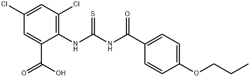 3,5-dichloro-2-[[[(4-propoxybenzoyl)amino]thioxomethyl]amino]-benzoic acid Structure