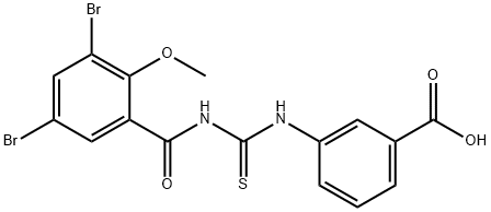 3-[[[(3,5-dibromo-2-methoxybenzoyl)amino]thioxomethyl]amino]-benzoic acid结构式