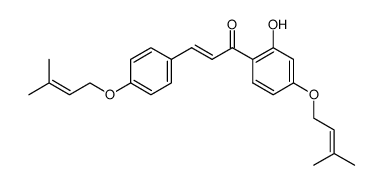 (E)-1-[2-Hydroxy-4-(3-methyl-but-2-enyloxy)-phenyl]-3-[4-(3-methyl-but-2-enyloxy)-phenyl]-propenone结构式