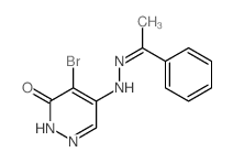 4-bromo-5-((2Z)-2-(1-phenylethylidene)hydrazinyl)-2H-pyridazin-3-one structure