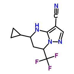 5-CYCLOPROPYL-7-TRIFLUOROMETHYL-4,5,6,7-TETRAHYDRO-PYRAZOLO[1,5-A]PYRIMIDINE-3-CARBONITRILE结构式