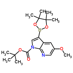 tert-butyl 5-methoxy-3-(4,4,5,5-tetramethyl-1,3,2-dioxaborolan-2-yl)-1H-pyrrolo[2,3-b]pyridine-1-carboxylate Structure