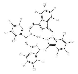 [1,3,8,16,18,24-hexabromo-2,4,9,10,11,15,17,22,23,25-decachloro-29H,31H-phthalocyaninato(2-)-N29,N30,N31,N32]copper Structure