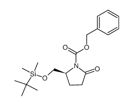 (S)-1-(benzyloxycarbonyl)-5-[(tert-butyldimethylsilyl)oxymethyl]-2-pyrrolidinone结构式