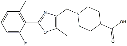 1-((2-(2-fluoro-6-methylphenyl)-5-methyloxazol-4-yl)methyl)piperidine-4-carboxylic acid Structure