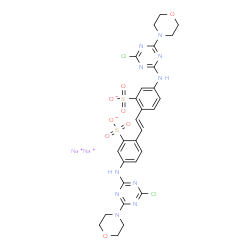 disodium 4,4'-bis[(4-chloro-6-morpholino-1,3,5-triazin-2-yl)amino]stilbene-2,2'-disulphonate structure