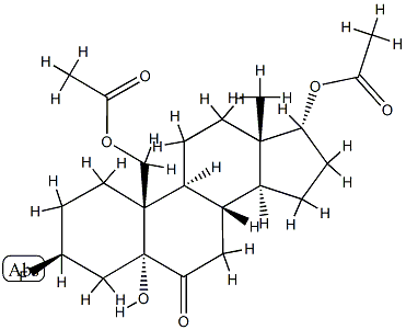 17α,19-Bis(acetyloxy)-3β-fluoro-5-hydroxy-5α-androstan-6-one structure