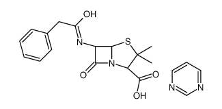 (2S,5R,6R)-3,3-dimethyl-7-oxo-6-[(2-phenylacetyl)amino]-4-thia-1-azabicyclo[3.2.0]heptane-2-carboxylic acid,pyrimidine Structure