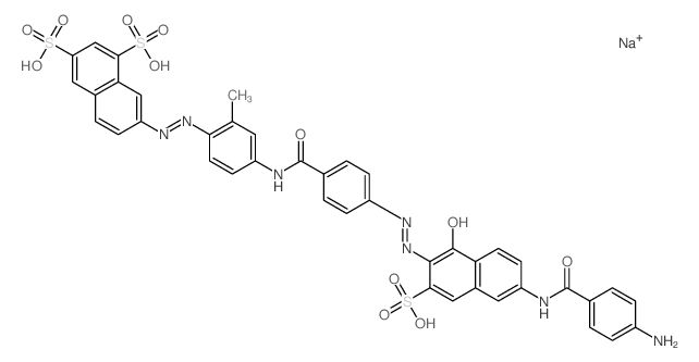 1,3-Naphthalenedisulfonicacid,7-[2-[4-[[4-[2-[6-[(4-aminobenzoyl)amino]-1-hydroxy-3-sulfo-2-naphthalenyl]diazenyl]benzoyl]amino]-2-methylphenyl]diazenyl]-,sodium salt (1:3)结构式