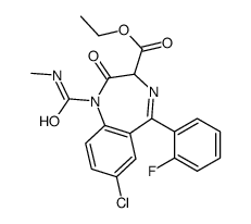 ethyl 7-chloro-5-(2-fluorophenyl)-1-(methylcarbamoyl)-2-oxo-3H-1,4-benzodiazepine-3-carboxylate结构式