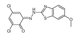 2,4-dichloro-6-[(6-methoxy-1,3-benzothiazol-2-yl)hydrazinylidene]cyclohexa-2,4-dien-1-one结构式