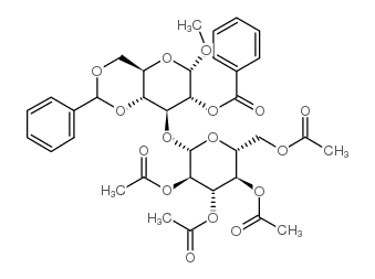 Methyl3-O-(2,3,4,6-tetra-O-acetyl-b-D-glucopyranosyl)-4,6-O-benzylidene-2-O-benzoyl-a-D-glucopyranoside picture