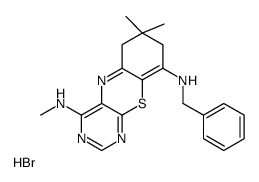 9-N-benzyl-4-N,7,7-trimethyl-6,8-dihydropyrimido[4,5-b][1,4]benzothiazine-4,9-diamine,hydrobromide Structure